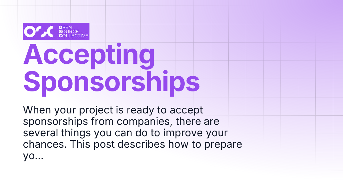 Accepting Sponsorships | Resources | Open Source Collective